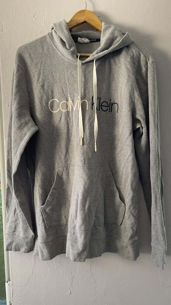 Calvin Klein Gray Hoodie with Front Pocket, Size M